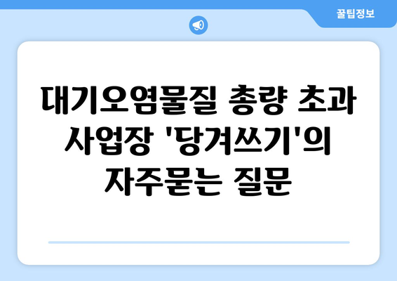대기오염물질 총량 초과 사업장 